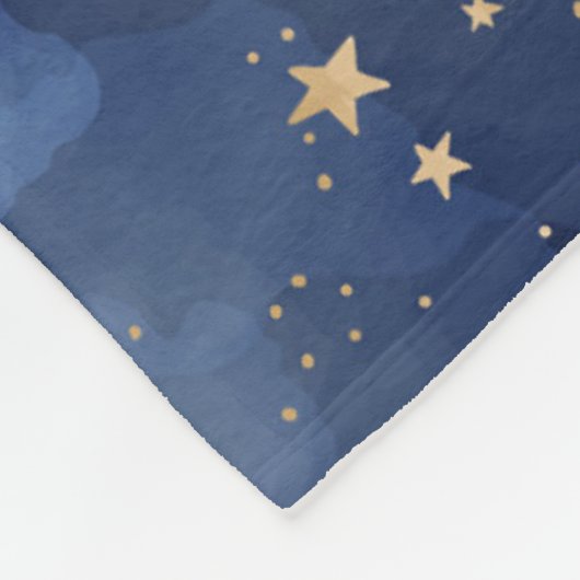 Glitzer Gold Stars Dark Blue Sky Muster Fleecedecke (Ecke)