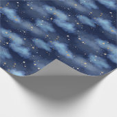 Glitzer Gold Stars Dark Blue Sky Muster Geschenkpapier (Ecke)