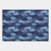 Glitzer Gold Stars Dark Blue Sky Muster Geschenkpapier Set (Vorderseite 3)