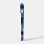 Glitzer Gold Stars Dark Blue Sky Muster iPhone 15 Hülle (Linke Seite)