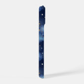 Glitzer Gold Stars Dark Blue Sky Muster iPhone 15 Hülle (Rechte Seite)