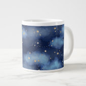 Glitzer Gold Stars Dark Blue Sky Muster Jumbo-Tasse (Vorderseite Rechts)