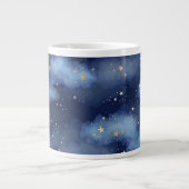 Glitzer Gold Stars Dark Blue Sky Muster Jumbo-Tasse (Vorderseite)