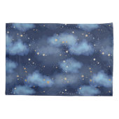 Glitzer Gold Stars Dark Blue Sky Muster Kissenbezug (Rückseite-Links)