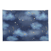 Glitzer Gold Stars Dark Blue Sky Muster Kissenbezug (Rückseite-Rechts)