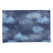 Glitzer Gold Stars Dark Blue Sky Muster Kissenbezug (Vorderseite-Rechts)