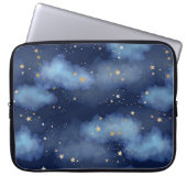 Glitzer Gold Stars Dark Blue Sky Muster Laptopschutzhülle (Vorderseite)