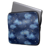 Glitzer Gold Stars Dark Blue Sky Muster Laptopschutzhülle (Vorderseite Links)