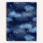 Glitzer Gold Stars Dark Blue Sky Muster Notizblock (Vorderseite)