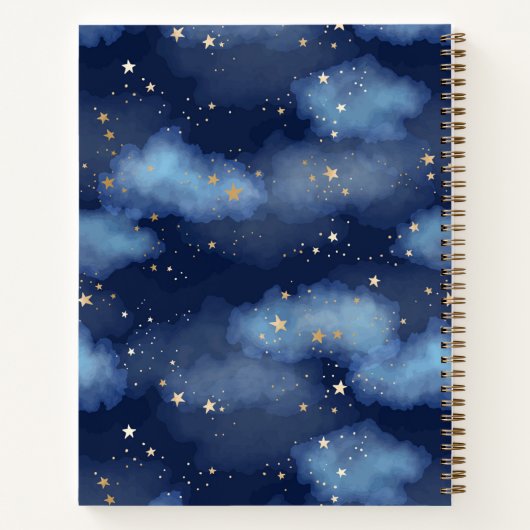 Glitzer Gold Stars Dark Blue Sky Muster Notizblock (Rückseite)