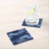 Glitzer Gold Stars Dark Blue Sky Muster Rechteckiger Pappuntersetzer (Vor Ort)