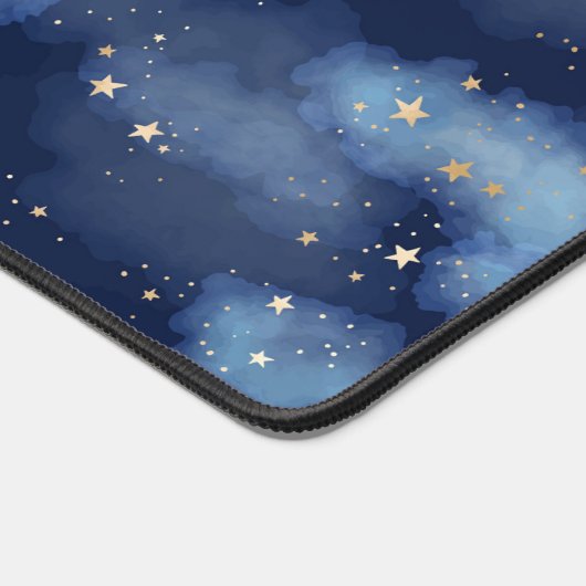 Glitzer Gold Stars Dark Blue Sky Muster Schreibtischunterlage (Ecke)