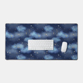 Glitzer Gold Stars Dark Blue Sky Muster Schreibtischunterlage (Tastatur & Maus)