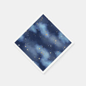 Glitzer Gold Stars Dark Blue Sky Muster Serviette (Ecke)