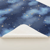Glitzer Gold Stars Dark Blue Sky Muster Sherpadecke (3/4)