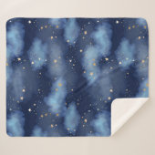 Glitzer Gold Stars Dark Blue Sky Muster Sherpadecke (Vorderseite (Horizontal))