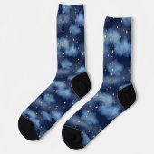 Glitzer Gold Stars Dark Blue Sky Muster Socken (Linkes Detail)
