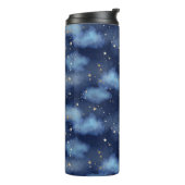 Glitzer Gold Stars Dark Blue Sky Muster Thermosbecher (Nach links gedreht)