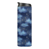 Glitzer Gold Stars Dark Blue Sky Muster Thermosbecher (Nach rechts gedreht)