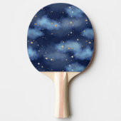 Glitzer Gold Stars Dark Blue Sky Muster Tischtennis Schläger (Vorderseite)