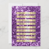 Glitzer Gold Streifen Champagner Blush Violett Lil Einladung (Vorderseite)