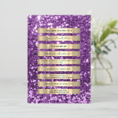 Glitzer Gold Streifen Champagner Blush Violett Lil Einladung (Stehend Vorderseite)