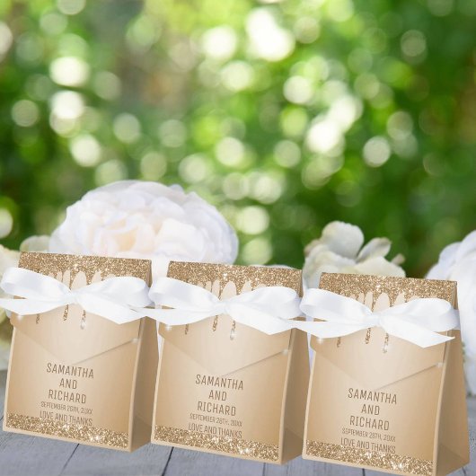 Glitzer Gold Tropfen Champagne Beige Hochzeit Geschenkschachtel