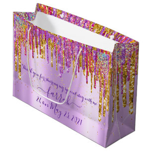 Glitzer Gold Tropfen Rose Sweet16th Violet Bridal Große Geschenktüte