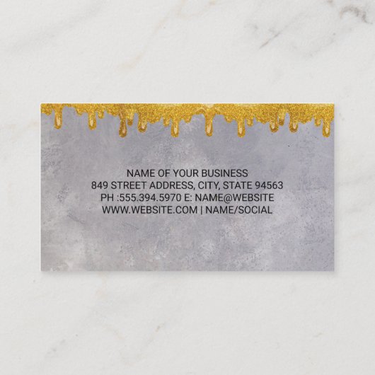Glitzer Gold Tropfen Textur Hintergrund Visitenkarte (Rückseite)
