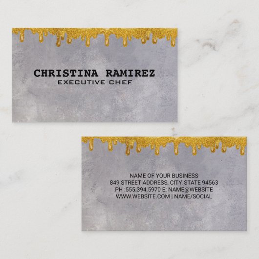 Glitzer Gold Tropfen Textur Hintergrund Visitenkarte (Vorne/Hinten)