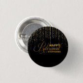 Glitzer, Gold u. schwarzes Ruhestands-Gastgeschenk Button (Vorne & Hinten)