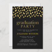 Glitzer Gold und Black Confetti Graduation Party Einladung (Vorderseite)