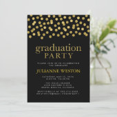 Glitzer Gold und Black Confetti Graduation Party Einladung (Stehend Vorderseite)