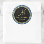 Glitzer Gold Wedding Monogram Siegel Runder Aufkleber (Tasche)