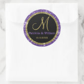 Glitzer Gold Wedding Monogram Siegel Runder Aufkleber (Tasche)