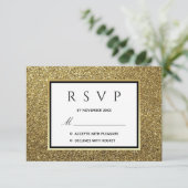 Glitzer Gold Wedding RSVP Karte (Stehend Vorderseite)