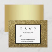 Glitzer Gold Wedding RSVP Karte (Vorne/Hinten)