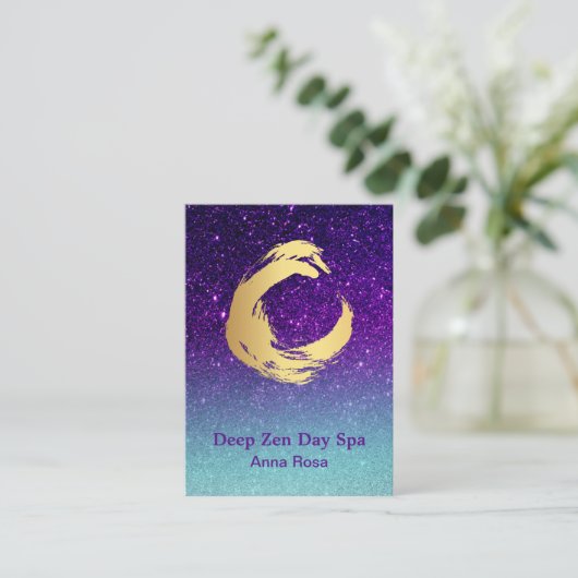 *~* Glitzer Gold Zen Spiral Meditation Reiki Visitenkarte (Stehend Vorderseite)