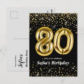 Glitzer Goldballon für 80. Geburtstagsparty Postkarte (Vorne/Hinten)