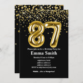 Glitzer Goldballon für 87. Geburtstagsparty Einladung (Vorne/Hinten)