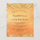 Glitzer-Goldeinladung zum Geburtstag (Vorderseite)