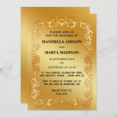 Glitzer Golden Einladung (Vorne/Hinten)
