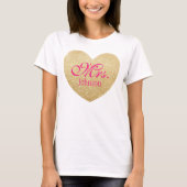 Glitzer Golden Heart Personalisiert Mrs. 2 T-Shirt (Vorderseite)