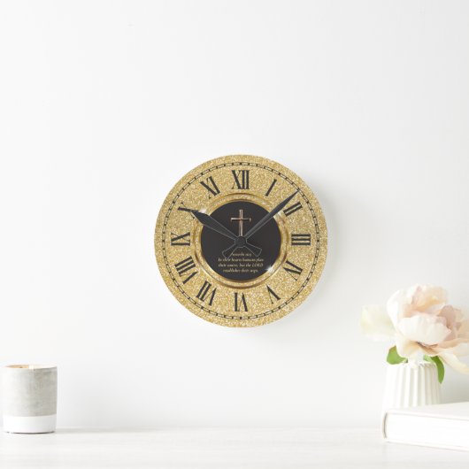 Glitzer Golden Tulip Rodelbahn mit Aussicht Runde Wanduhr (Zuhause)