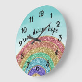 Glitzer Goldene Rainbow Aqua Watercolor Liebe Trau Große Wanduhr (Winkel)