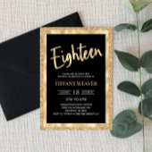 Glitzer Goldfoil 18. Geburtstag Einladung