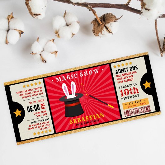 Glitzer Goldmagie-Show Geburtstagskarte Einladung