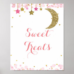 Glitzer Goldpinke Aquarellfarbe Süße Leckereien Ze Poster