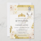 Glitzer Goldprinzessin Quinceanera Einladung (Vorderseite)