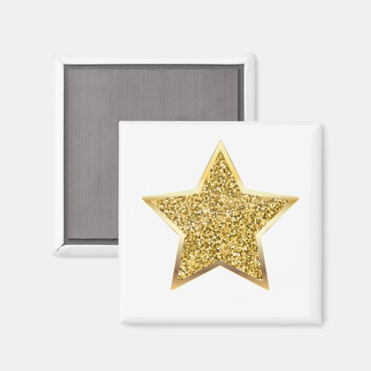 Glitzer Goldstar Magnet (Vorderseite/Rückseite)